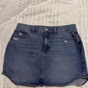 Express Denim Mini Skirt with Tulip Hem - Blue